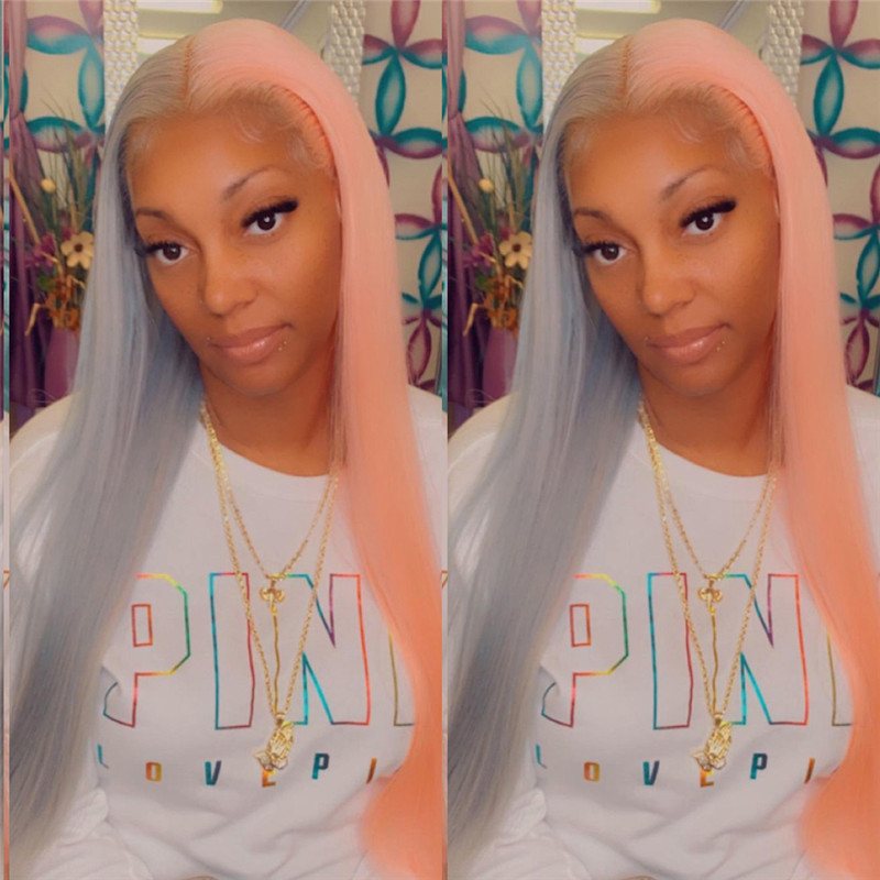 Straight Blonde Colored Red Lace Front Human Hair Wigs For Women Yellow Blue Lace Front Wig Brazilian Remy Grey Human Hair Wig