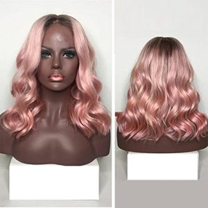 Brazilian 1B / Pink Color Body Wave Human Hair Glueless Hair Wig With Natural Hairline