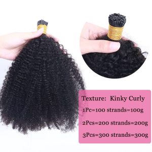 Afro Kinky Curly Coily Microlinks I Tip Hair Extensions Human Hair For Black Women 4B 4C Salon Brazilian Virgin Hair Pwigs - Image 8