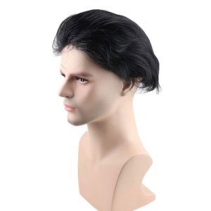 Toupee for Men 100% Human Hair Swiss Lace Front Hair Pieces PU V-looped Men's Hair Replacement System 1B Mixed 80% Grey Hair - Image 14