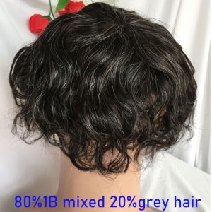 Alternative view of Full Franch Lace Base Toupee for Men 10x8" Human Hair pieces Men's Toupee Replacement System Men Wigs Human Hair Pieces 1B/80 Color