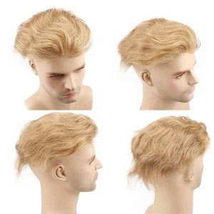 Men's Toupee Human Hair Thin Skin Hairpiece Hair Replacement System Monofilament Net Base for Men (#21) - Image 4
