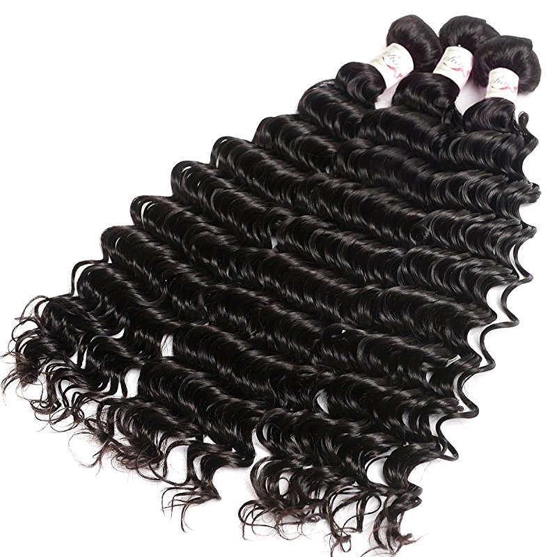 Remy Hair 3 Bundles with Lace Frontal Human Hair Bundles with 13x4 Unprocessed Deep Curly Remy Hair Extensions - Image 3