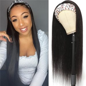 Human Hair Headband Wigs 20 Inch Straight Hair Headband Wigs for Black Women Human Hair Glueless None Lace Front Straight Headband Wigs