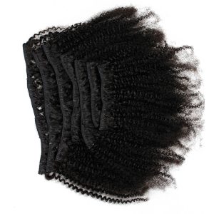 Afro Kinky Curly Clip In Human Hair Extensions Human Natural Color Hair For Women - Image 4