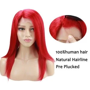 Red Hair Color Malaysia Hair Straight Human Hair Pre Plucked Lace Wigs With Baby Hair For Black Women - Image 2