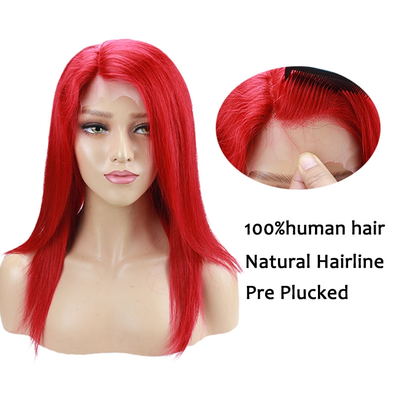 Red Hair Color Malaysia Hair Straight Human Hair Pre Plucked Lace Wigs With Baby Hair For Black Women - Image 2