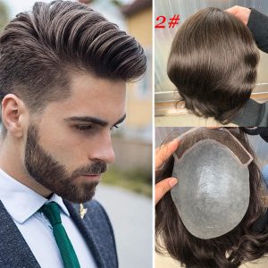 Toupee for Men Human Hair Men's Thin Skin Hair system with French Lace Hair Line Front 8x10 Inches Men Wigs Touppe For Black Men 22# color - Image 59