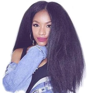 Full Lace Wigs Kinky Straight Human Hair Natural Color Mongolian Remy Hair Glueless Lace Wig With Natural Baby Hair Bleached Knots