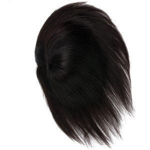 8x6" Men's Hairpiece Human Hair Toupee Wig Super Thin Skin Hair Replacement 130% Density Mono Base (color 1B) - Image 5