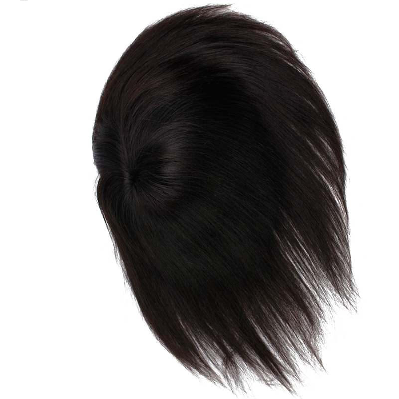 8x6" Men's Hairpiece Human Hair Toupee Wig Super Thin Skin Hair Replacement 130% Density Mono Base (color 1B) - Image 5