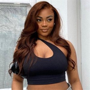 #4 Chocolate Brown Colored Body Wave 13X4 Lace Front Wig Pre Plucked 100% Human Hair Wigs For Women