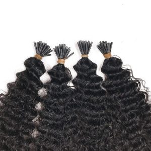 Kinky Curly I Tip Hair Extensions Microlinks 100% Human Virgin Hair Weave Bundles Brazilian I Tip Hair Extensions Pwigs - Image 3