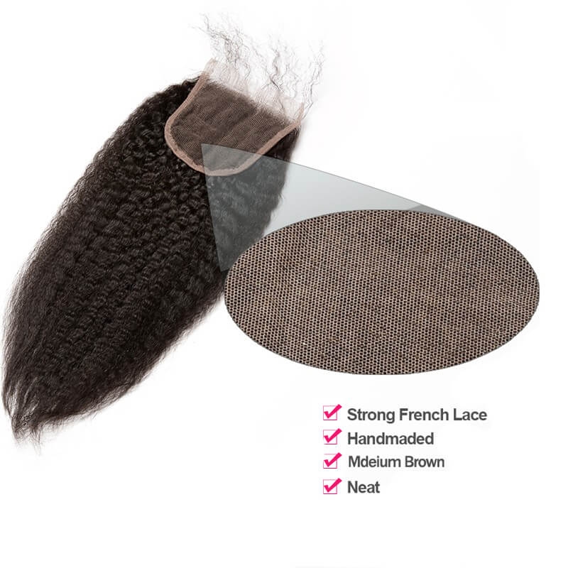 5x5 Transparent HD Swiss Thinner lace Kinky Straight Natural Color Brazilian Human Hair Lace Top Closures Bleached Knots - Image 3