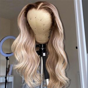 150% Ombre Blonde Part Lace Front Human Hair Wigs For Women Pre Plucked Bralizian Remy Highlight Wig Body Wave Lace Front Wig - Image 5