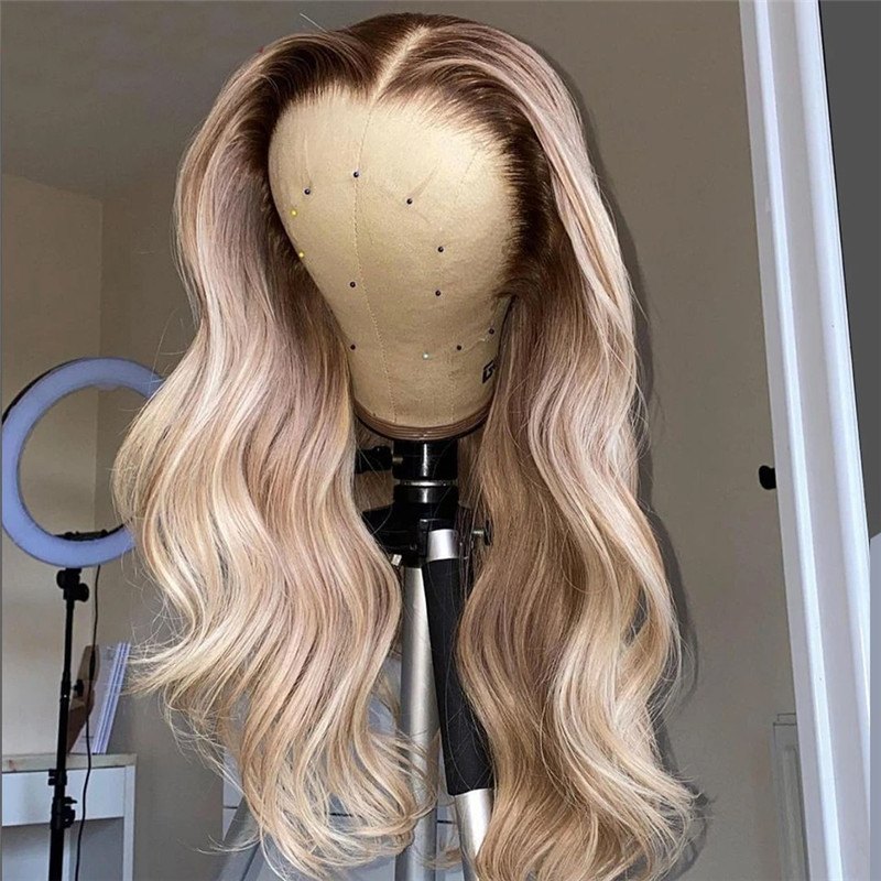 150% Ombre Blonde Part Lace Front Human Hair Wigs For Women Pre Plucked Bralizian Remy Highlight Wig Body Wave Lace Front Wig - Image 5