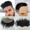 Lace Frontal Toupee 100% Human Hair Hairline r Full French Lace Hairline for Men and Women Male Replacement  1B Natural Black Hair Patch