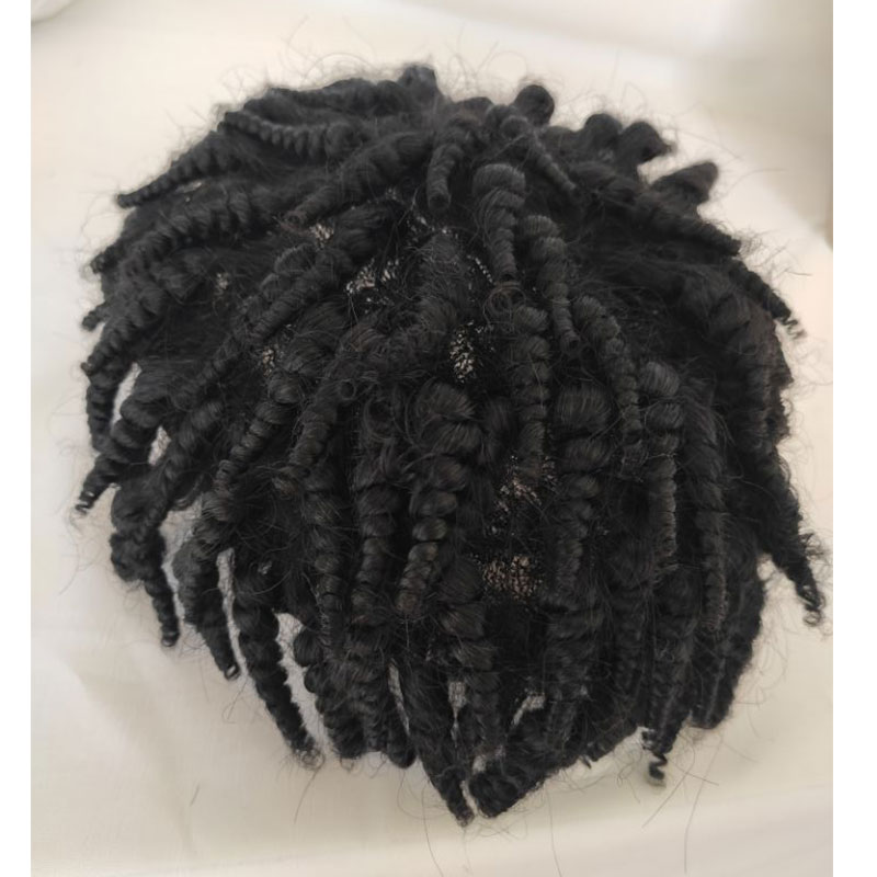 Toupee for Men Hair PU Mono Lace Men's Wig 100% Human Hair Pieces Curly 1B# Off Black Color 10" x 8"Human Hair Mens Toupee Hair - Image 4