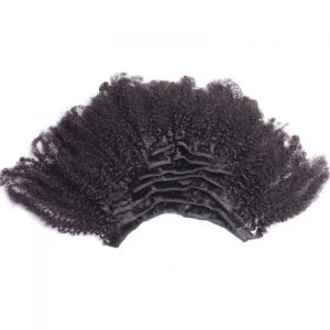 Alternative view of 4B 4C Brazilian Afro Kinky Curly Clip In Human Hair Extensions Human Natural Color Hair Can Be Dyed