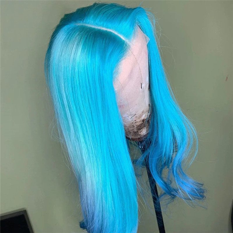 150% Density Light Blue Wig Lace Front Wigs Pre Plucked Lace Front Human Hair Wigs For Black Women Colored Blue Brazilian Wigs - Image 4