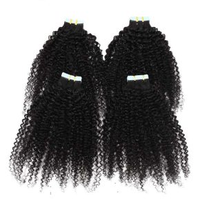 Afro Kinky Curly Brazilian Human Hair Tape In Hair Extensions Brazilian Remy Tape Hair 40pcs/Bundle  For Black Women Skin Weft Tape Glue In Hair Extensions - Image 3