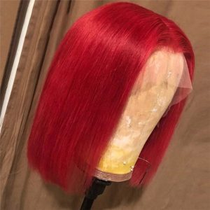 Alternative view of Red Colored Human Hair Wigs 150% Wig Brazlian Remy 13x4 Lace Front Human Hair Wigs For Black Women Pre Plucked Red Wig