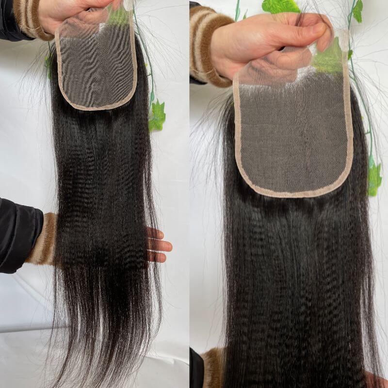 5x5 Lace Closure Transparent HD Lace Yaki Straight Natural Color Indian Human Hair Lace Top Closures Bleached Knots with Baby Hair - Image 3