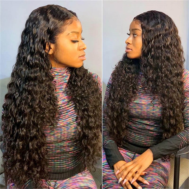 Water Wave 4X4 Hd Transparent Lace With Closure Wet And Wavy Wigs 150% Density Human Hair Natural Hairline - Image 3