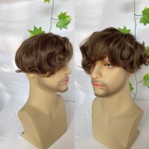 Men Toupee 100% Remy Human Hair 0.02-0.03mm Ultra Thin Skin PU Base Men Toupee Hair Prosthesis 8x10inch Hair Replacement System Remy Hair Pieces 7# Brown - Image 3