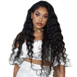 Brazilian Loose Wave Full Lace Ponytail Wigs No Shedding No Tangle 150% Density Wigs That Look Real