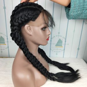Braid Hair Wig Synthetic Hair African American Box Black Wigs Wholesale 4 Long Box Braided 360 Lace Wigs For Black Women - Image 3