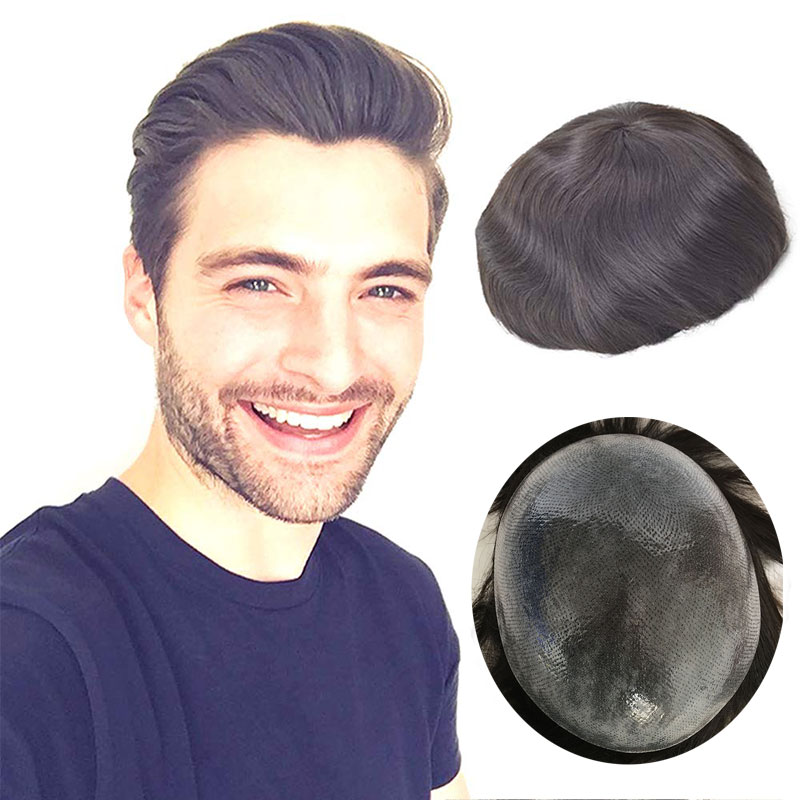 PU V-loop Super Thin Skin Hairpiece Ultra Thin Skin Mens Toupee Invisible Men Hair Replacement Poly Disposable Hairpiece Natural Hairline - Image 2