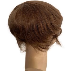 Men Wigs Human Hair Toupee Thin Skin Pu Male Wig Hair Prosthesis Men Toupee Hair 8x10inch Replacement System Remy Hair Pieces 7# Brown - Image 5