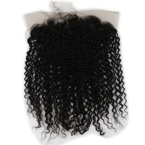 Alternative view of 13x6 Lace Frontal Closure Jerry Curl Vietnamese Human Hair Free Part Ear to Ear Full Lace Frontal Bleached Knots with Baby Hair Natural Color
