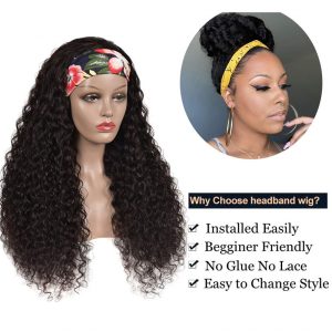 Headband Wig Deep Wave Human Hair Wigs for Black Women Glueless None Lace Front Wigs 150% Density Brazilian Human Hair Wigs Machine Made Headband Wigs - Image 3