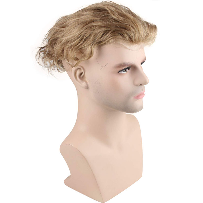Men's Toupee 10"x8" Human Hair Thin Skin Hairpiece Hair Replacement Wigs Mono Lace Net Base for Men #21 Ash Blonde Color - Image 32