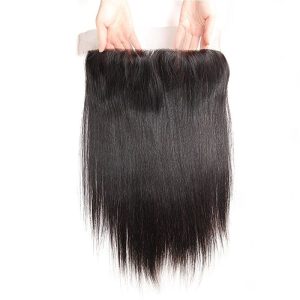 3 Bundles with Frontal 13x4 Ear to Ear Lace Closure Extensions Unprocessed Human Hair Brazilian Straight Remy Hair Weaves Natural Color - Image 5