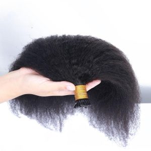 Brazilian Afro Kinky Straight I Tip Microlinks Hair Extensions Human Hair 100% Virgin Hair For Women Yaki Bulk Hair Pwigs - Image 3