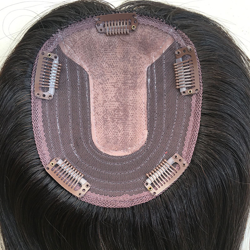 Hair Piece Extensions Crown Toppers Solid Color 100% Human Hair Natural 1B Color Remy Human Hair Clip In Hair For Women Toupees - Image 5