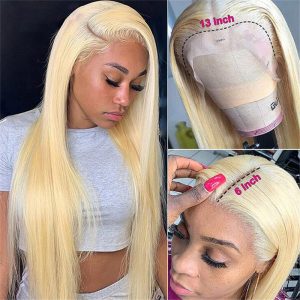 Alternative view of 613 Blonde 13X6 Hd Lace Front Human Hair Wigs Pre Plucked Straight Human Hair Beauty Supply