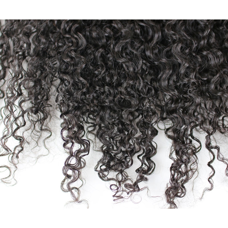 Pre Plucked 13X6 Mongolian Kinky Curly Remy Hair Lace Frontal Closure Bleached knots Natural Color Density 130% In Stock - Image 4