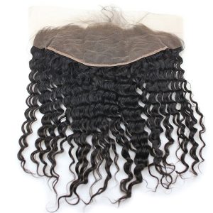 Alternative view of 13x6 Full Lace Frontal Closure 150% Density Deep Wave Free Part Brazilian Human Hair Full Lace Closure Bleached Knots with Baby Hair Natural Co