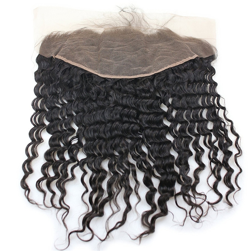 13x6 Full Lace Frontal Closure 150% Density Deep Wave Free Part Brazilian Human Hair Full Lace Closure Bleached Knots with Baby Hair Natural Co - Image 2