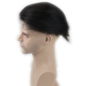 Men's Toupee Human Hair Hairpieces for Men 10x8 inch Thin Skin Hair Replacement System Monofilament Net Base (1b) - Image 4
