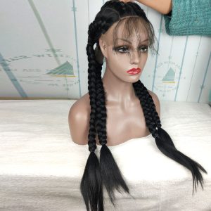 Braid Hair Wig Synthetic Hair African American Box Black Wigs Wholesale 4 Long Box Braided 360 Lace Wigs For Black Women