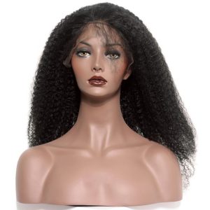 Alternative view of Lace Front Wigs With Baby Hair 250% Density Brazilian Human Hair Remy Hair Afro Kinky Curly Lace Wigs 24inch Bleached Knots