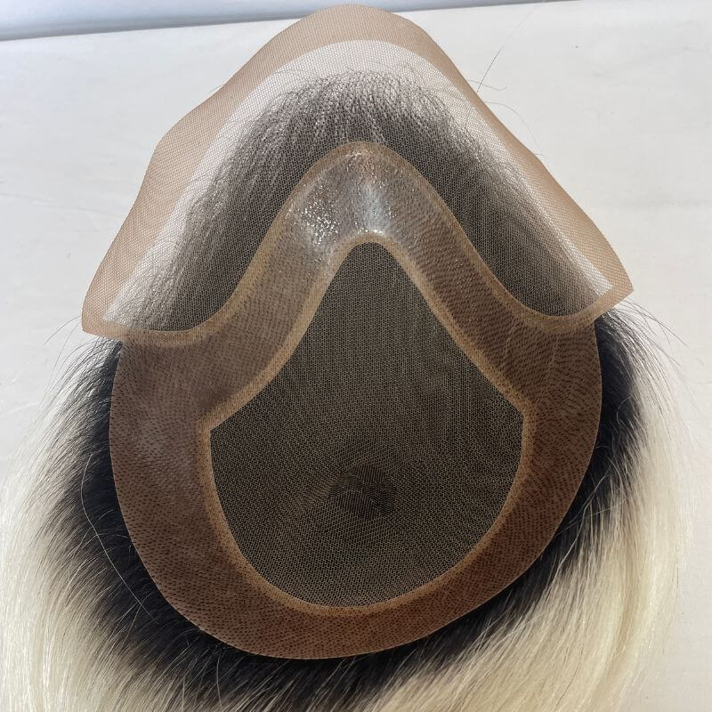Pwigs Toupee For Men 1BT60 European Human Hair Mono Net PU Around Replacement System Mens Hairpieces - Image 7