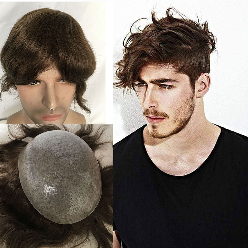 PU V-loop Super Thin Skin Hairpiece Ultra Thin Skin Mens Toupee Invisible Men Hair Replacement Poly Disposable Hairpiece Natural Hairline - Image 12