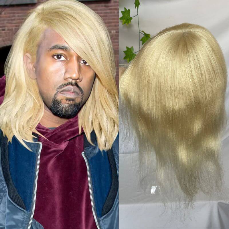 Human Hair Wigs Blonde Color Full Skin Pu Base 12 Inch For Women 8x10 613 Blonde Color Thin Skin Base Hair For Men 12 Inch - Image 9