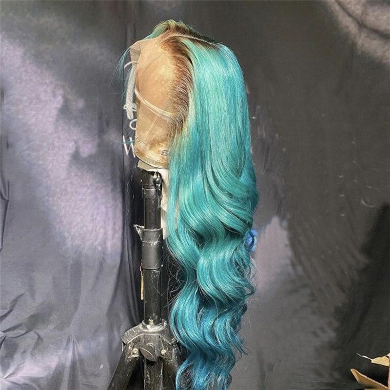 Body Wave Blue Wig Ombre Lace Frontal Wig Glueless Remy Brazilian Hair Wigs For Black Women Blue Colored Lace Front Wig 150% - Image 3